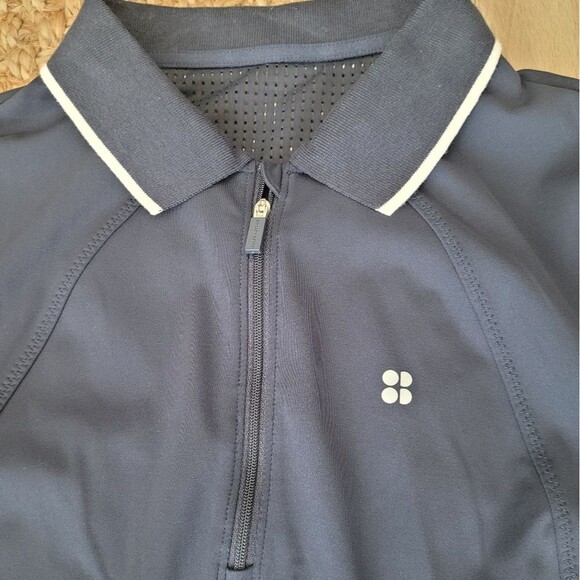 Sweaty Betty Power Tennis Navy Polo Shirt Size Large Preppy Tennisprep - Picture 2 of 7